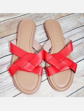 Madewell red leather The Jamie Knot slide 11